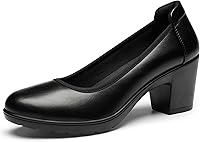 DREAMPAIRS Nereida Women's Chunky Low Block Heel Pumps - Comfortable Round Toe Work, Dress & Wedding Shoes