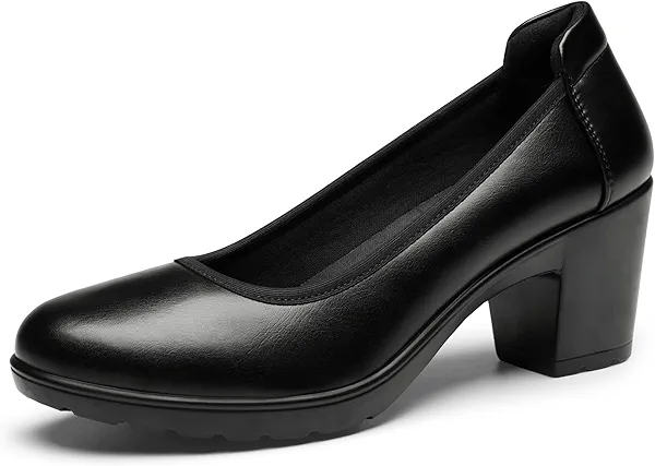 DREAM PAIRS Women's Chunky Closed Toe Low Block Heels Work Pumps Comfortable Round Toe Dress Wedding Shoes,Size 9,Black,SDPU2230W