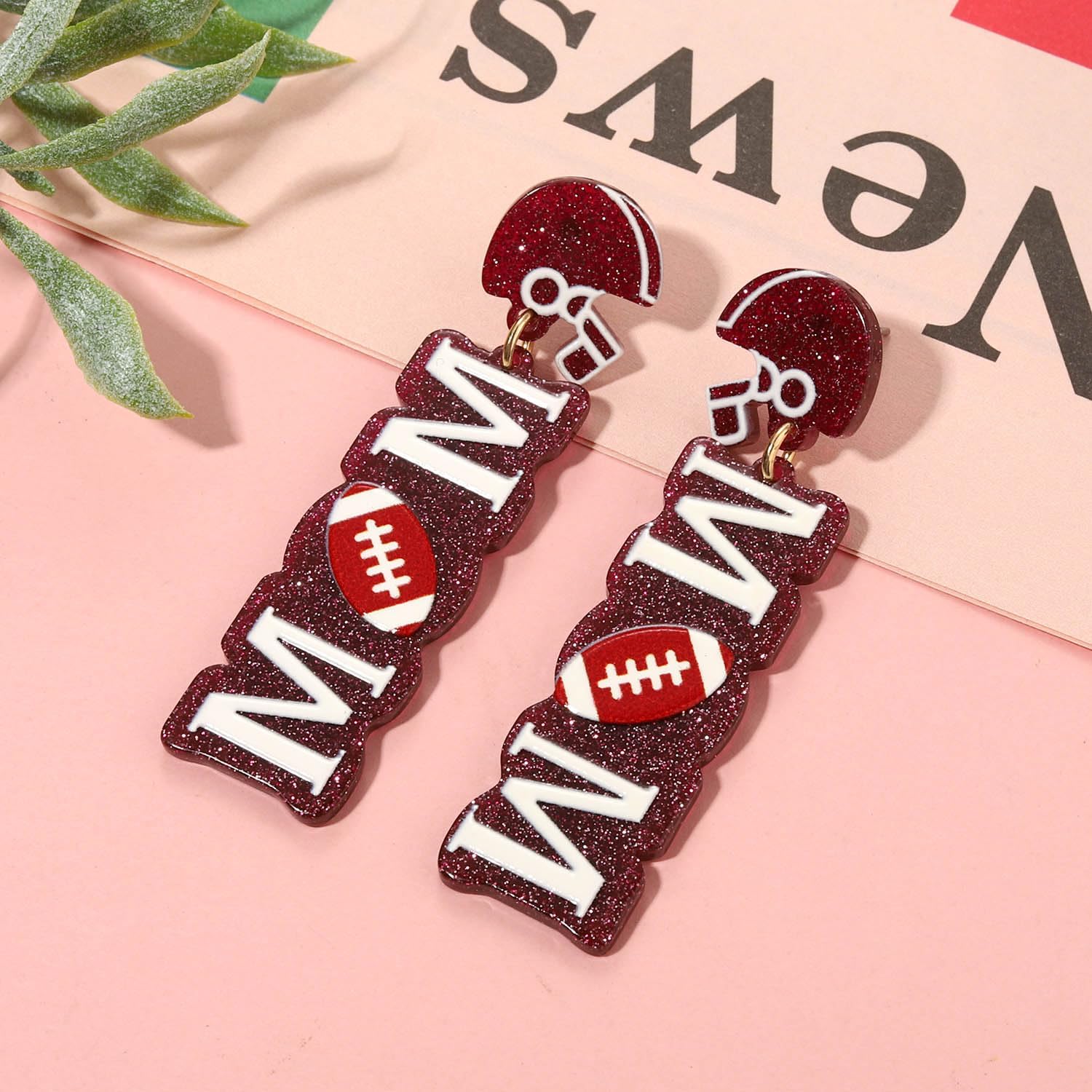 Game Day Earrings for Women Football Mom Accessories Football Helmet Earrings Sport Drop Dangle Earrings Game Day Outfits Accessories Party Favor Gifts - Image 2