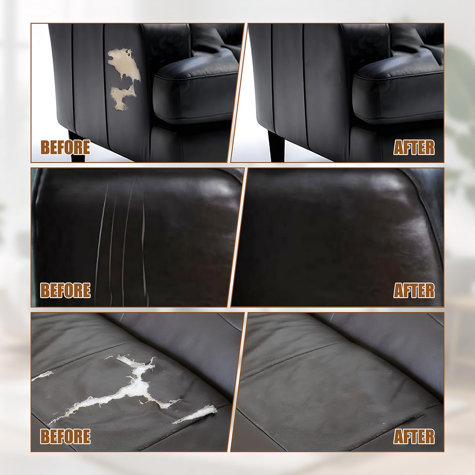 4 Pieza Reparador Cuero Negro 20ml Cuero Liquido, Liquido Reparador Negro para Muebles, Asientos de Coche Sofá Chaqueta Zapatos Cartera Cinturón Abrigos con 8 Accesorios