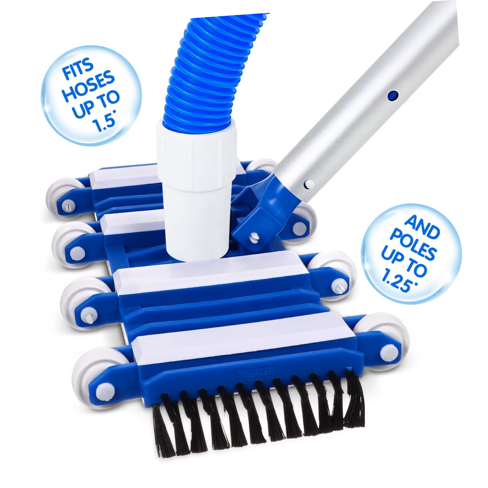 Yardwe Cabezal De Vacío para Piscina Accesorio De Limpieza con Cepillos Y Ruedas Integradas Compatible con Postes Telescópicos para Limpieza Manual De Piscinas Y SPA