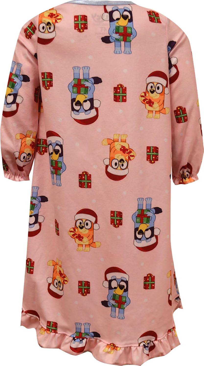 Girls Bluey and Bingo Christmas Holiday Flannel Nightgowns