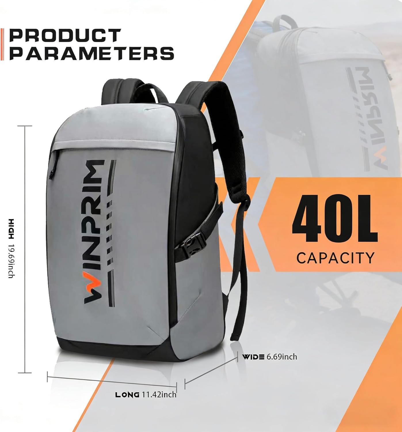 Motorcycle Helmet Backpack with Rain Cover, 40L Waterproof 1680D Oxford Fabric Helmet Backpack, Reflective Strips & Laptop Compartment for Long Distance Travel, Commuting, Work & Gym