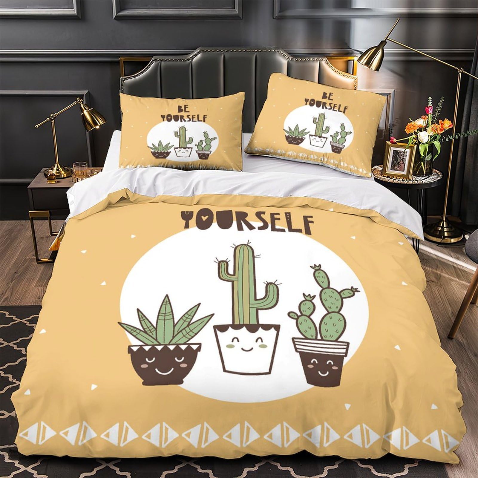 MMDASBVPE Cactus Decor Quilt Cover 3D Design Printed Luxurious 3 Pcs Bedding Set Zipper Comforter Cover Super Soft Anti-allergic for Kids Adults Women Teens Youth Girls Super king（260x220cm）