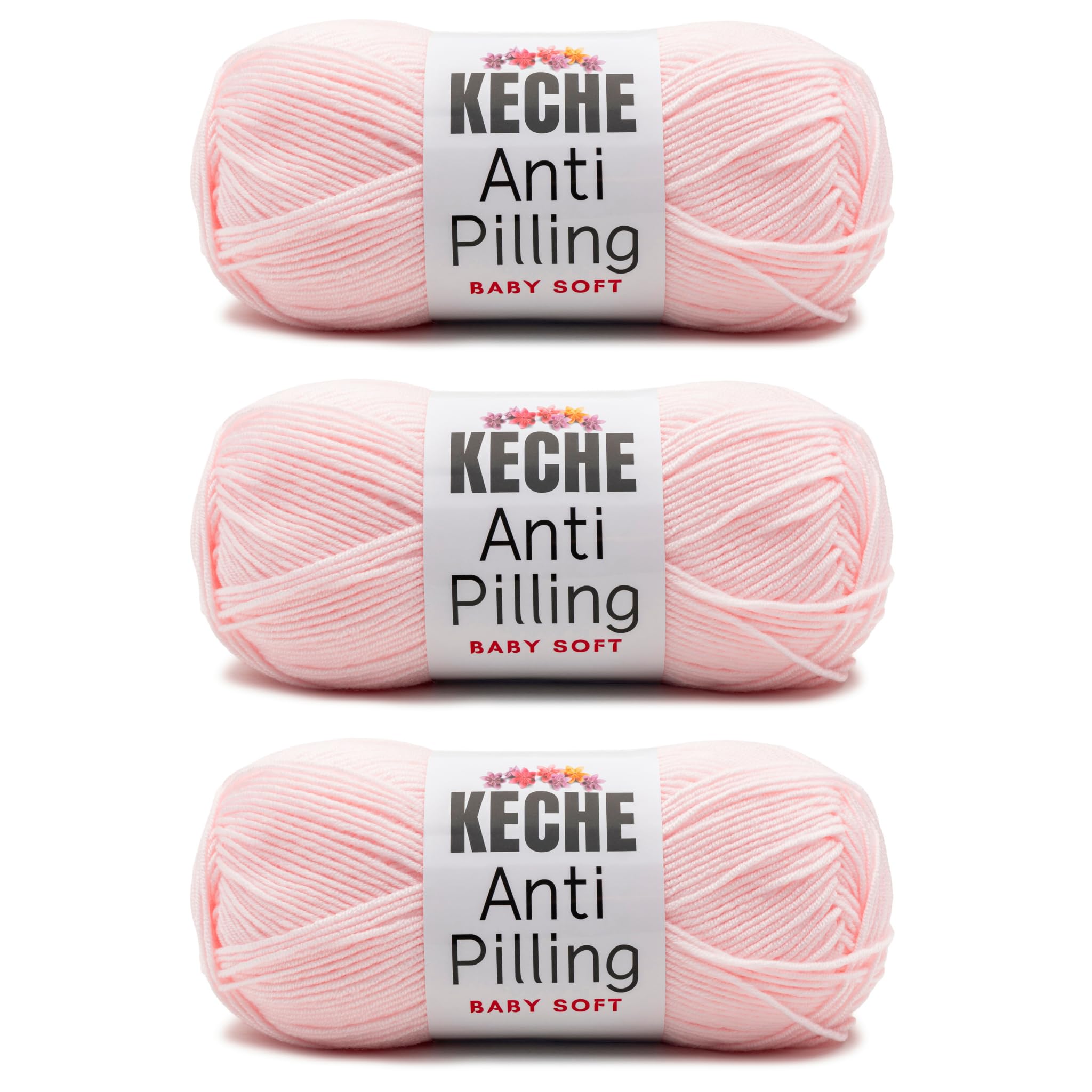 Soft DailyKnit DK Yarn, 100% Anti-Pilling Acrylic for Knitting Crocheting, Light Weight #3 (3.52 oz / 274 Yds) 1 Skein - Red — view 2