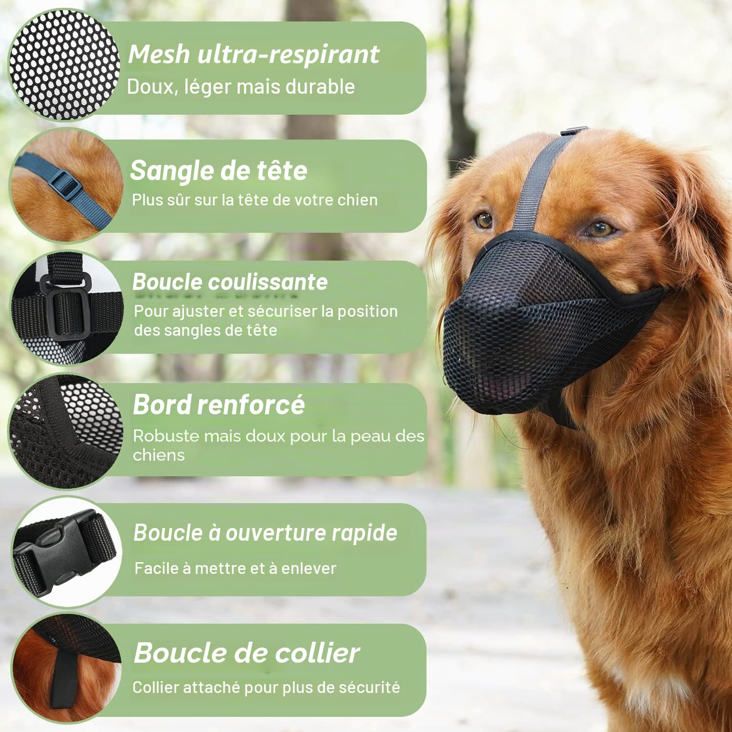 Mayerzon Muselière brevetée en Maille Souple pour Chiens de Petite, Moyenne et Grande Taille, pour la fouille, Les morsures, Le léchage et Le mâchouillage, Permet de haleter et de Boire, Noir, L