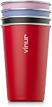 VINUR Stainless Steel Cups 4 Pack -16 oz Pint Tumbler Stackable Metal Drinking Glasses for Travel, Camping, Outdoors (Green-Black-Teal-Navy)
