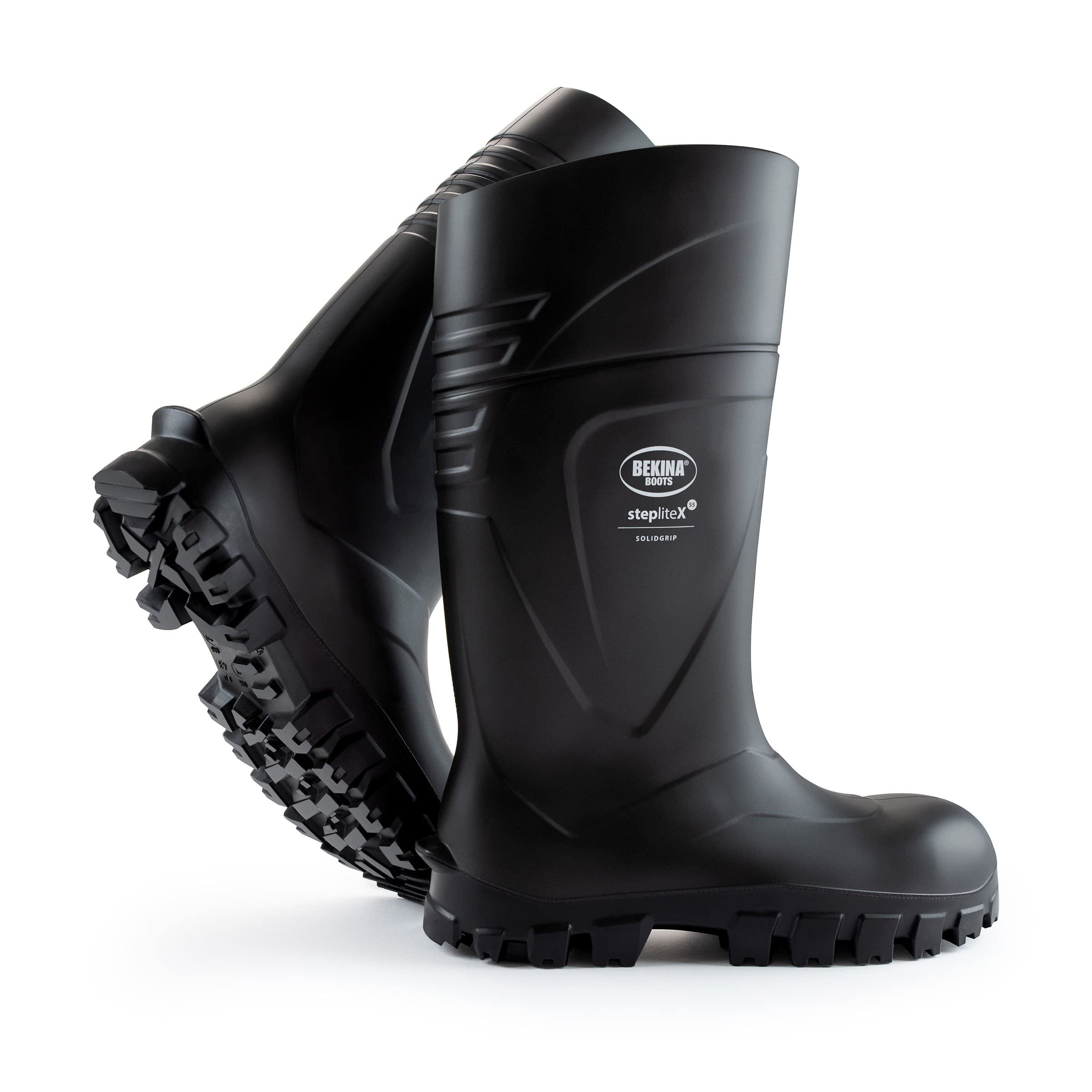 Bekina Bottes de sécurité Robustes pour Les Hommes Non-métallisées, légères, idéal pour l'industrie, la Construction de Route, Noire, EU 42