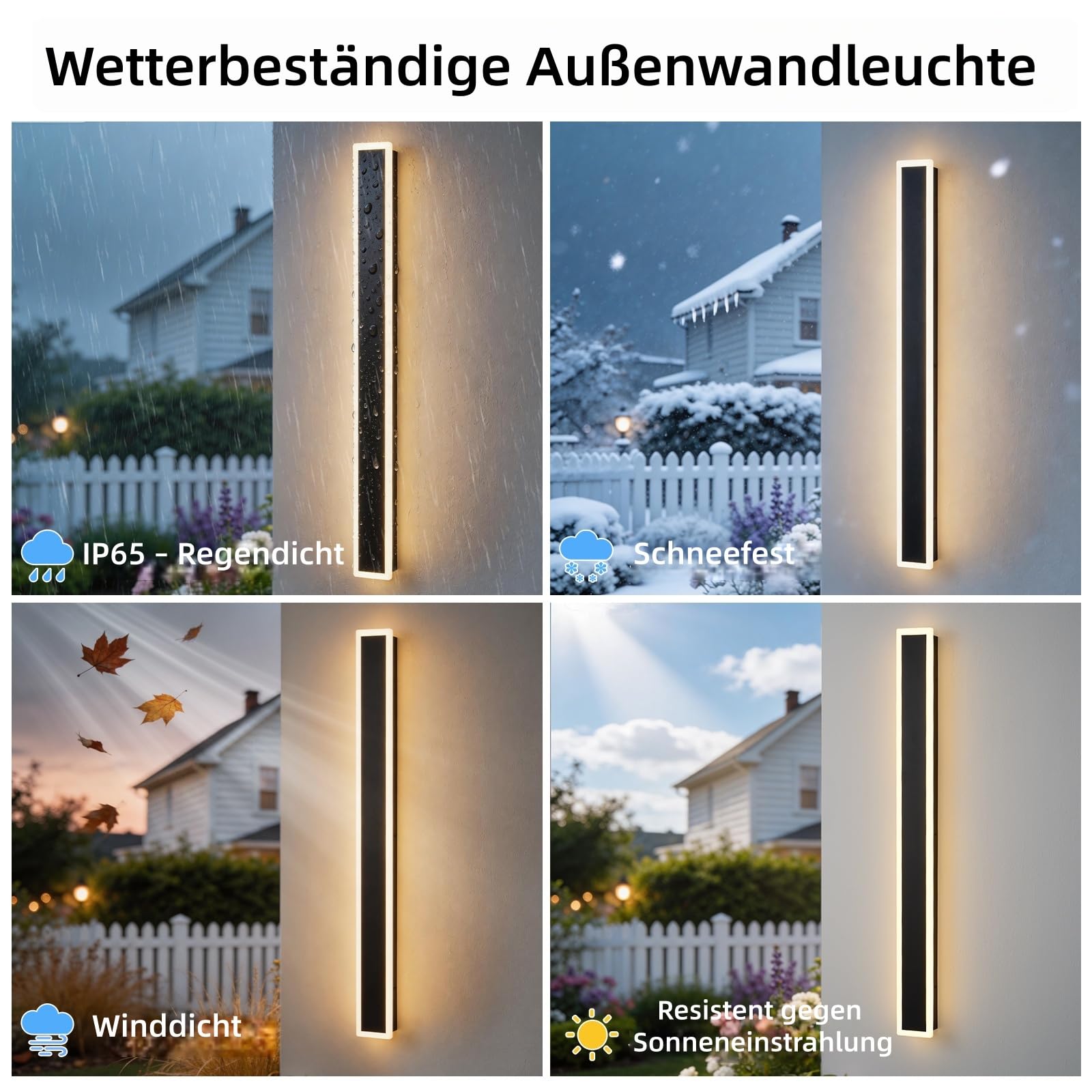 2 Stück 60CM Moderne Wandleuchte Aussen, 3000K-6000K 10%-100% Dimmbar Lange Wandleuchte Außen,IP65 Wasserdichte Wandlampe mit Fernbedienung für Eingangsbereich,Flur,Garage,Terrasse,Treppenhaus,Garten