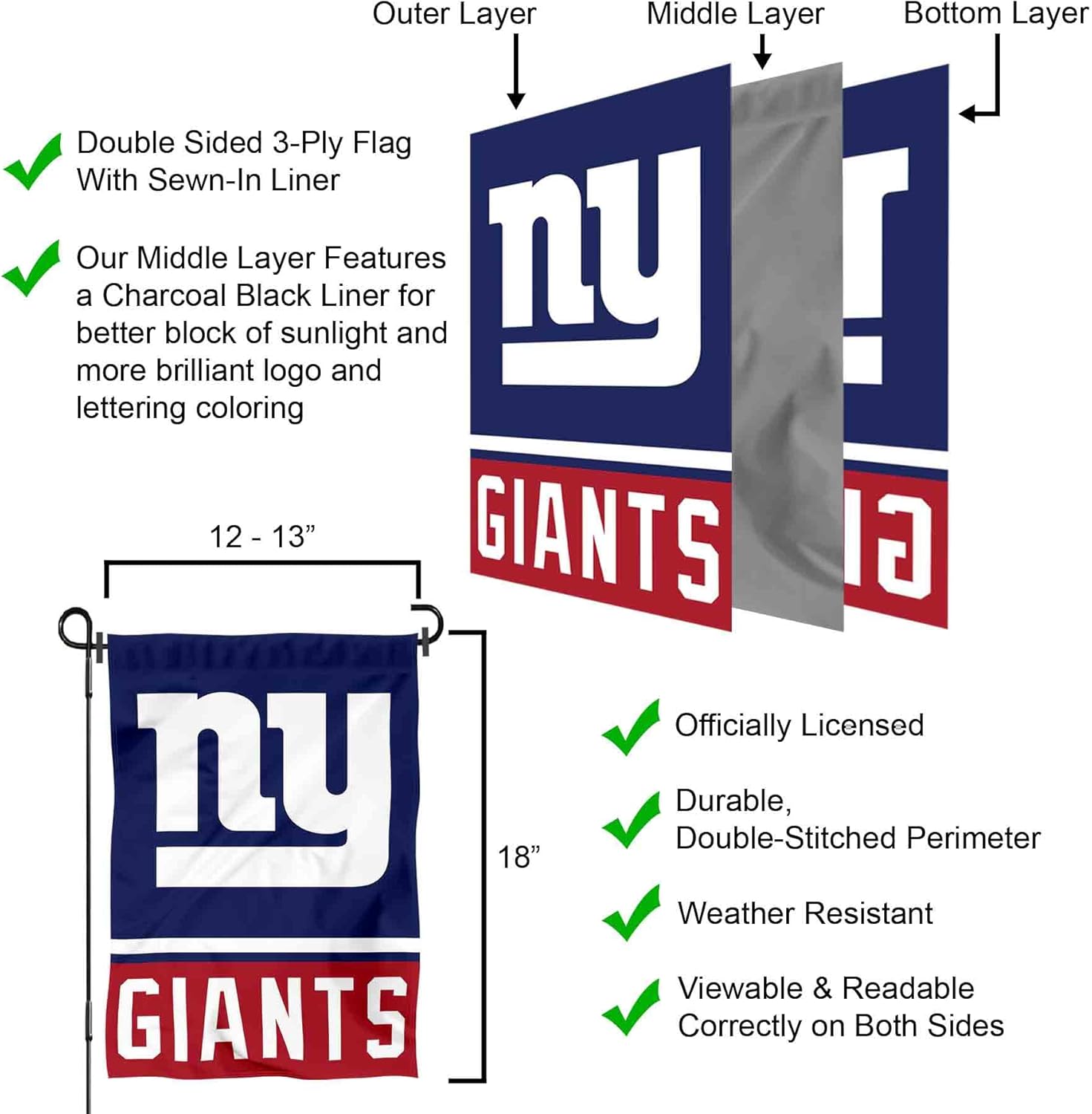 New York Giants Garden Flag with Stand Holder - Image 5