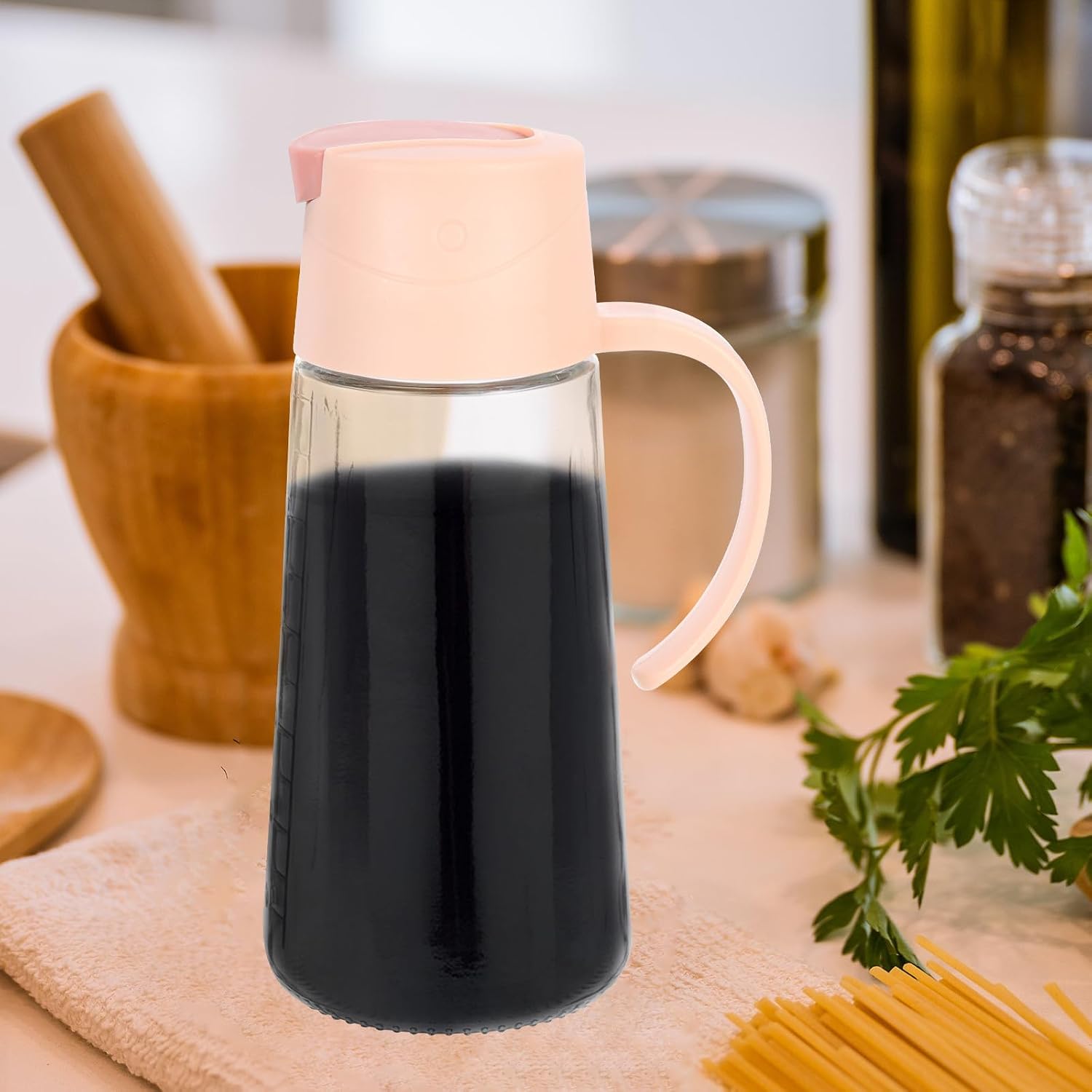 OSALADI 2pcs Ml Glass Oil Dispenser Bottle with Scale for Kitchen Serving