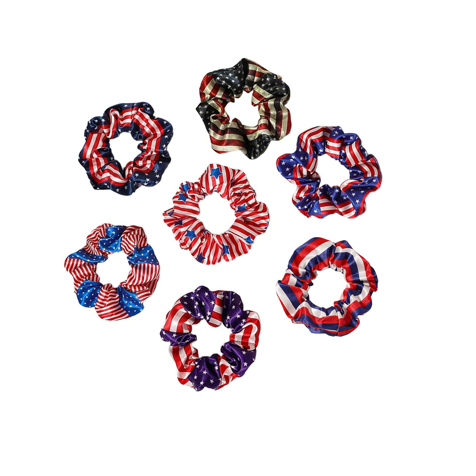 BinaryABC Patriotic 4th of July American Flag Hair Bands Hair Ties Ropes, Independence Day Fourth of July Decorations,7Pcs