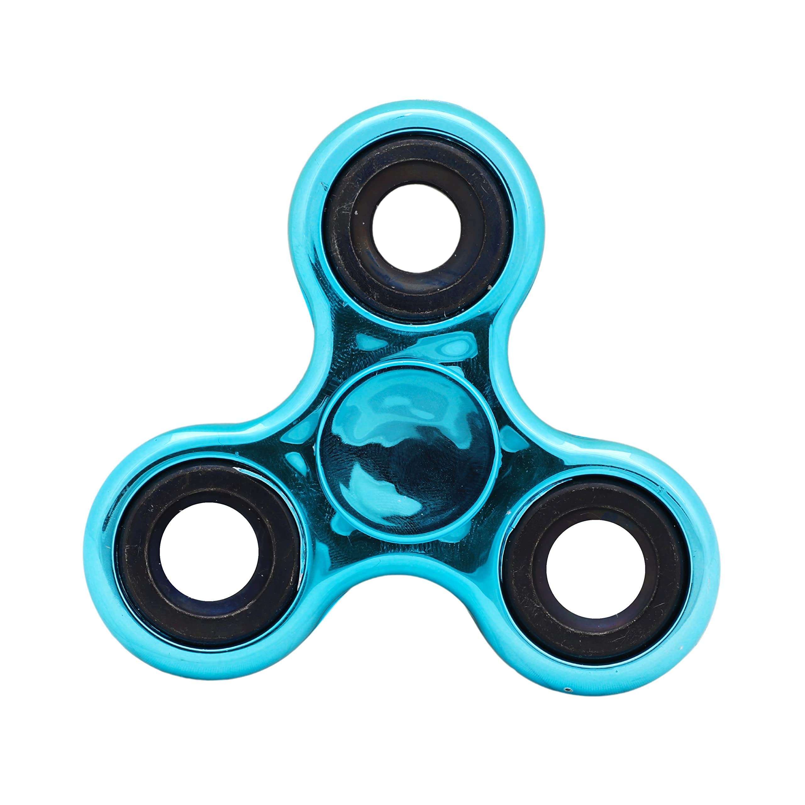 Toyland Fidget Hand Spinner - Stress and Anxiety Relief - Assorted Colours (Metallic Turquoise & Black Rings)
