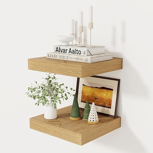 Fun Memories 12 Inch Floating Shelf, Rustic Wood Wall Shelves for Wall Decor & Storage, 12 x 12 Floating Shelf for Living Room, Bathroom, Bedroom,