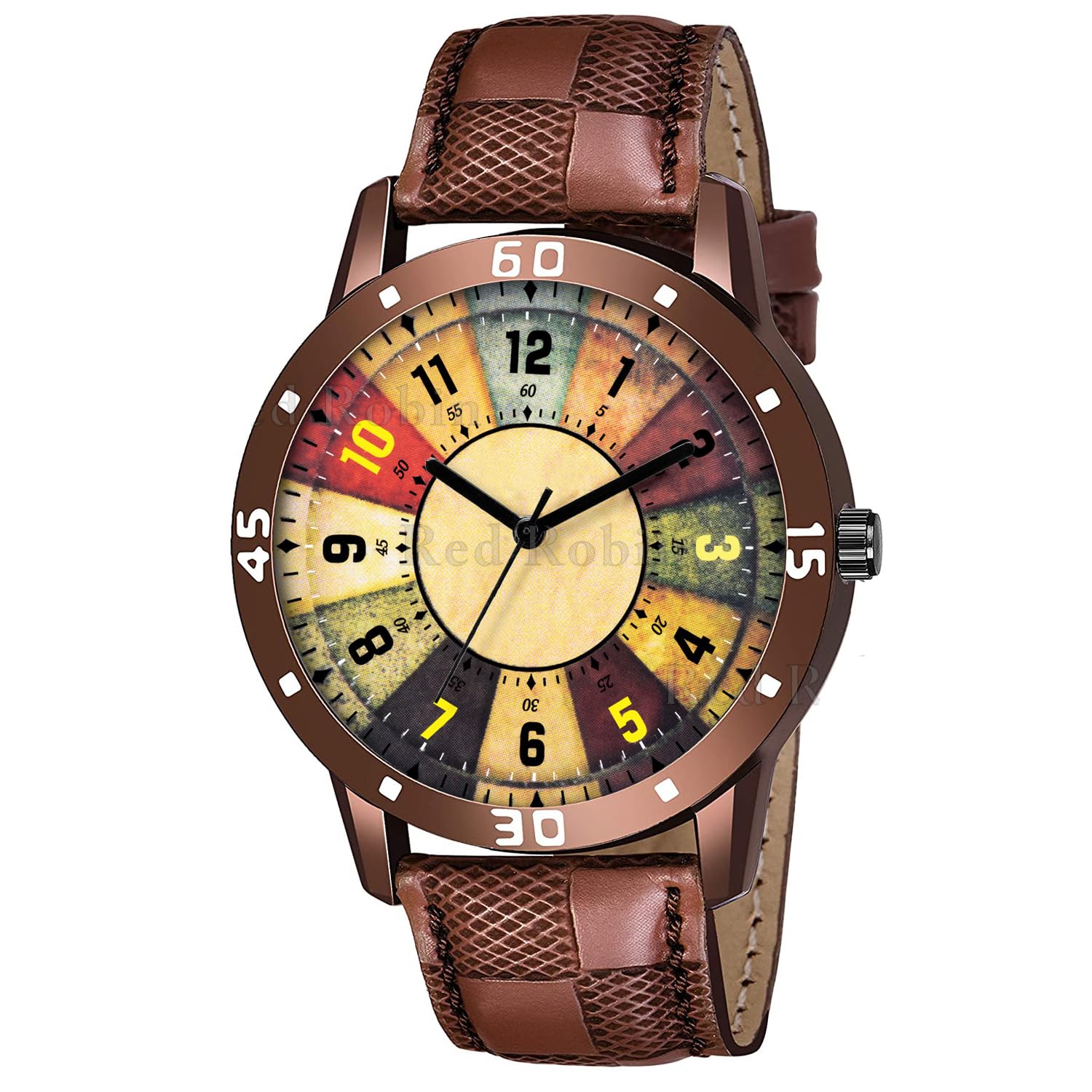 Gadgets World Analog Vintage Design Multicolour Dial Stylish Brown Leather Strap Wrist Watch for Men and Boys, Pack of 1 - Vintage-AVO-BRW-CHL (B0CV7Z7GWH) Amazon Price History, Amazon Price Tracker