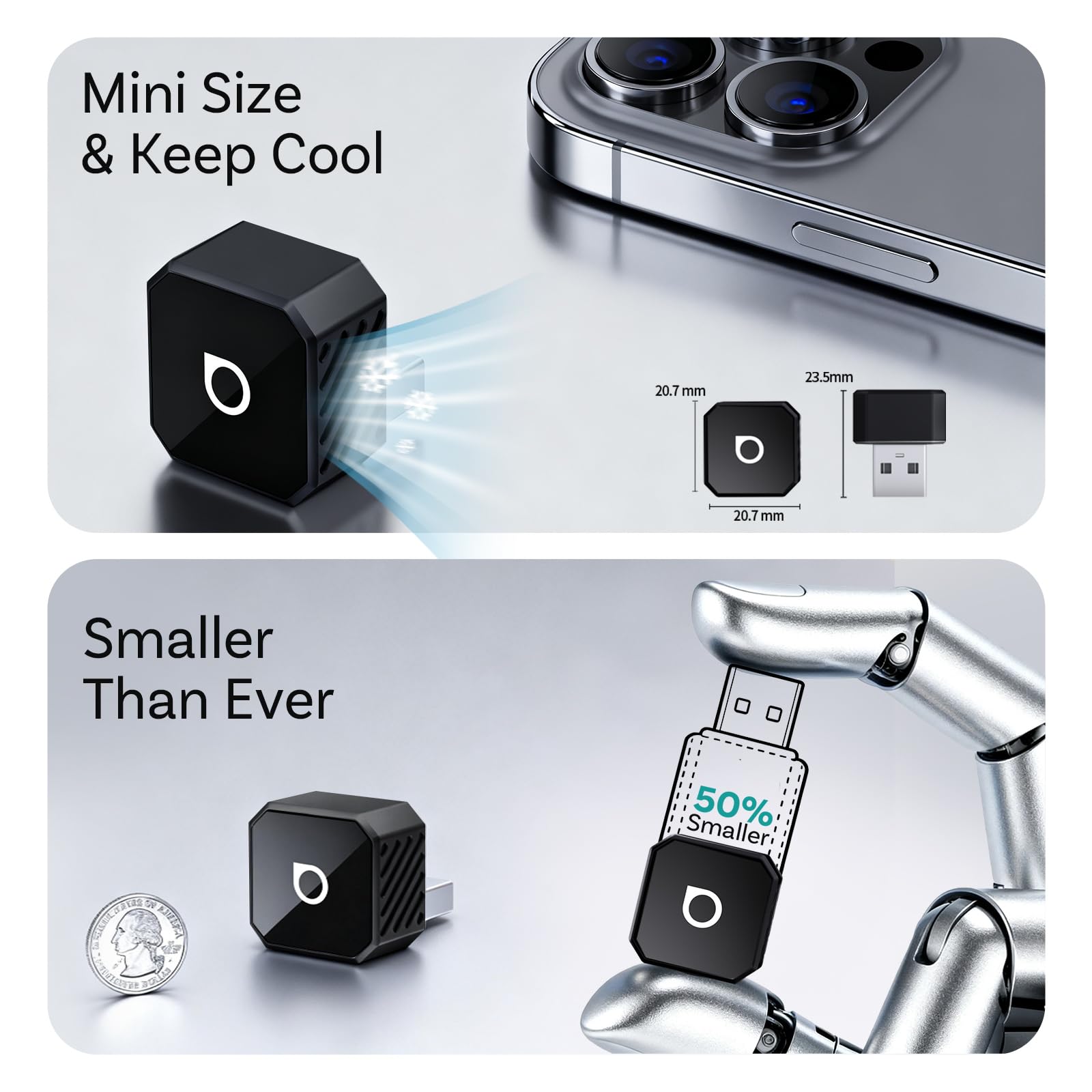 OTTOCAST Mini Pot 2025 Upgraded, 2-in-1 CarPlay & Android Car Wireless