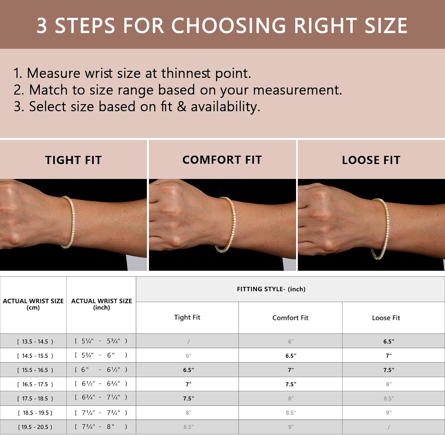 KRKC Tennis Bracelet for Women 14K White Gold Plated, AAAAA+ Classic Cubic Zirconia Bracelet with 2mm-5mm Width, Durable Gold Bracelets Jewelry Christmas Gift, Size 6.5-8 Inches Hypoallergenic - Image 5