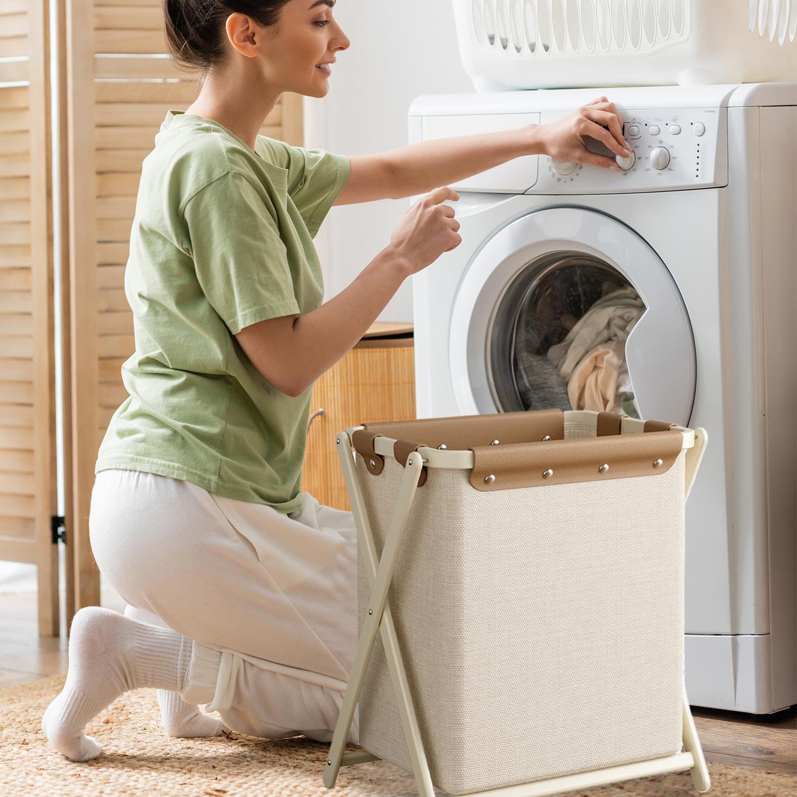 Cesta de lavandería para dormitorio, cesta de almacenamiento de ropa