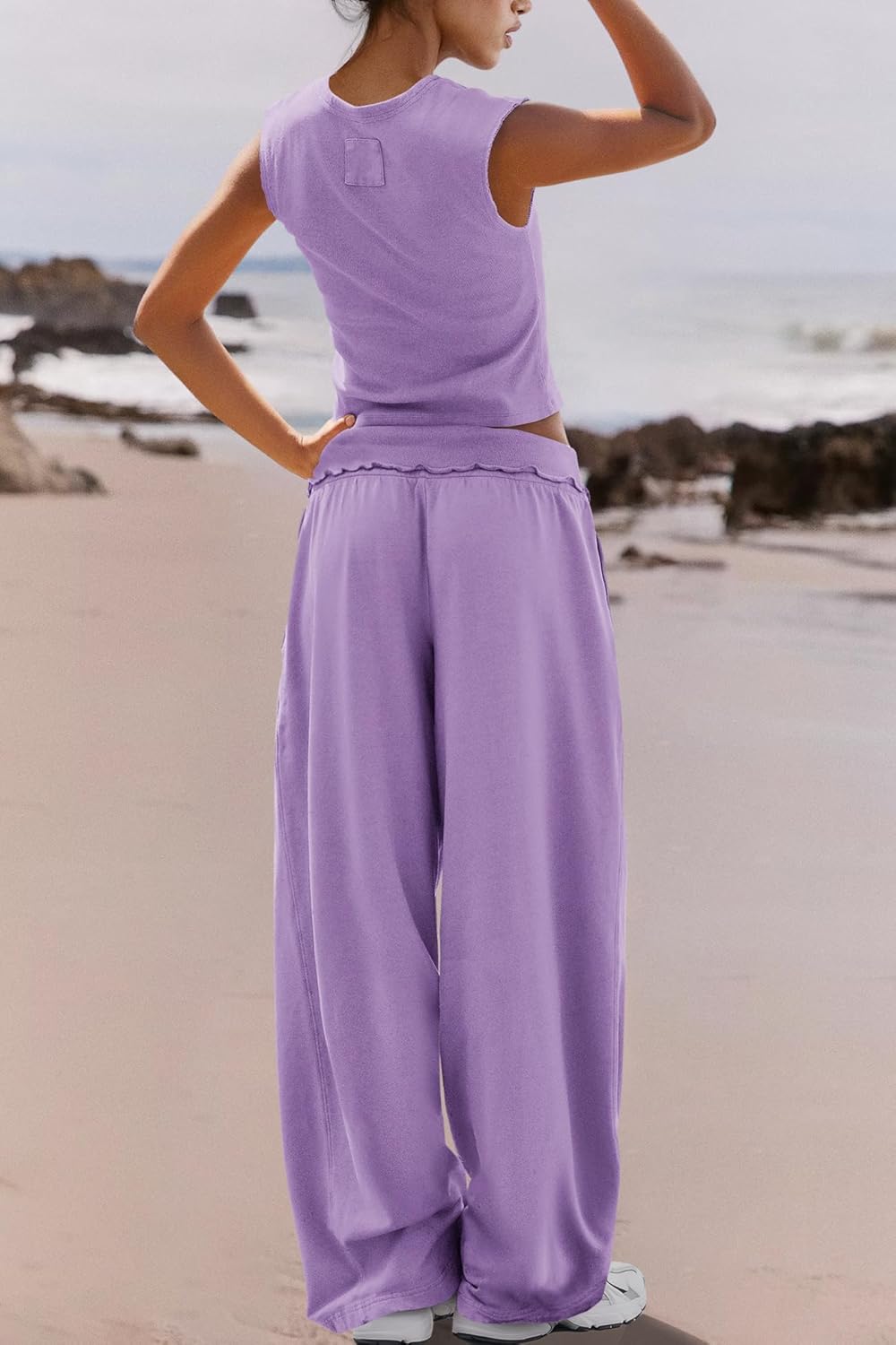 SENSERISE Womens Workout Sets Matching Lounge Sets Summer 2 Piece Outfits Vacation Travel Sets Tank Tops Wide Leg Pants - Image 4