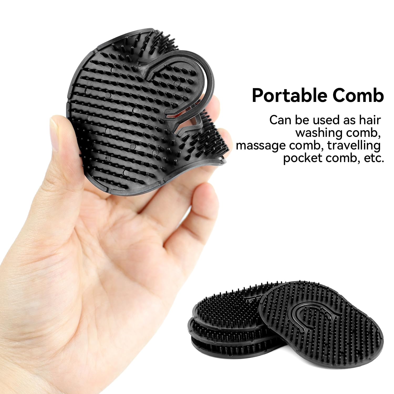 Peines de palma de bolsillo, cepillo masajeador para el cabello, peines de palma para hombres, cepillo de bolsillo negro (10 unidades tipo dedo)