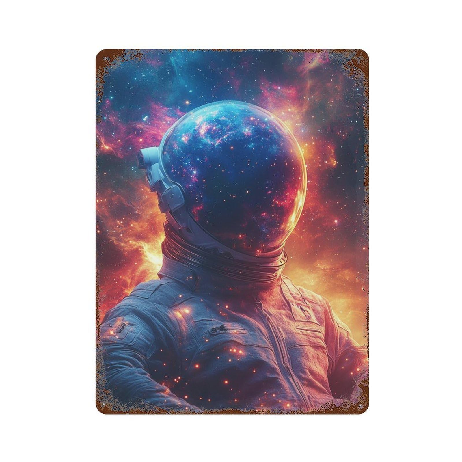 Cosmic Astronaut Helmet-12 15.7"x11.8" Decorative Tin Sign, Retro Wall Decor for Garage, Bar And Workshop Decor