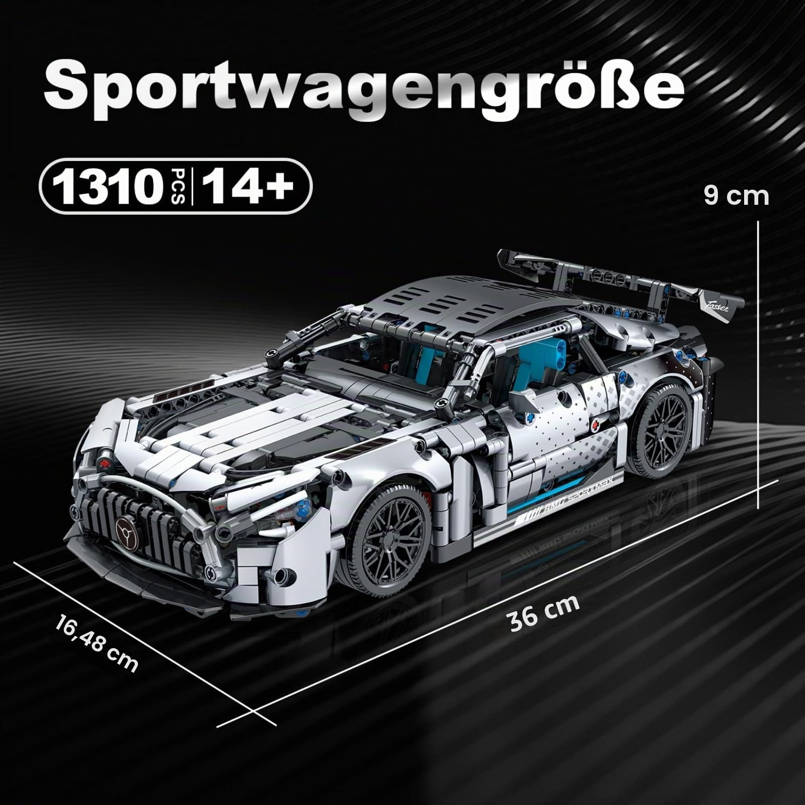 Technik Modellauto, 1310 Teile Silber Rennwagen Bausatz, Technic Sportwagen
