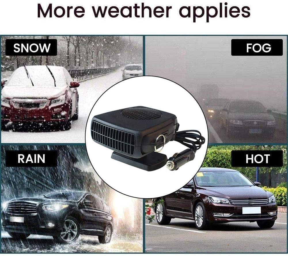 Leaflai Chauffage de voiture portable 12 V Ventilateur dégivreur de fenêtres Chauffage de voiture qui se branche sur l'allume-cigare de voiture pour chariot de golf