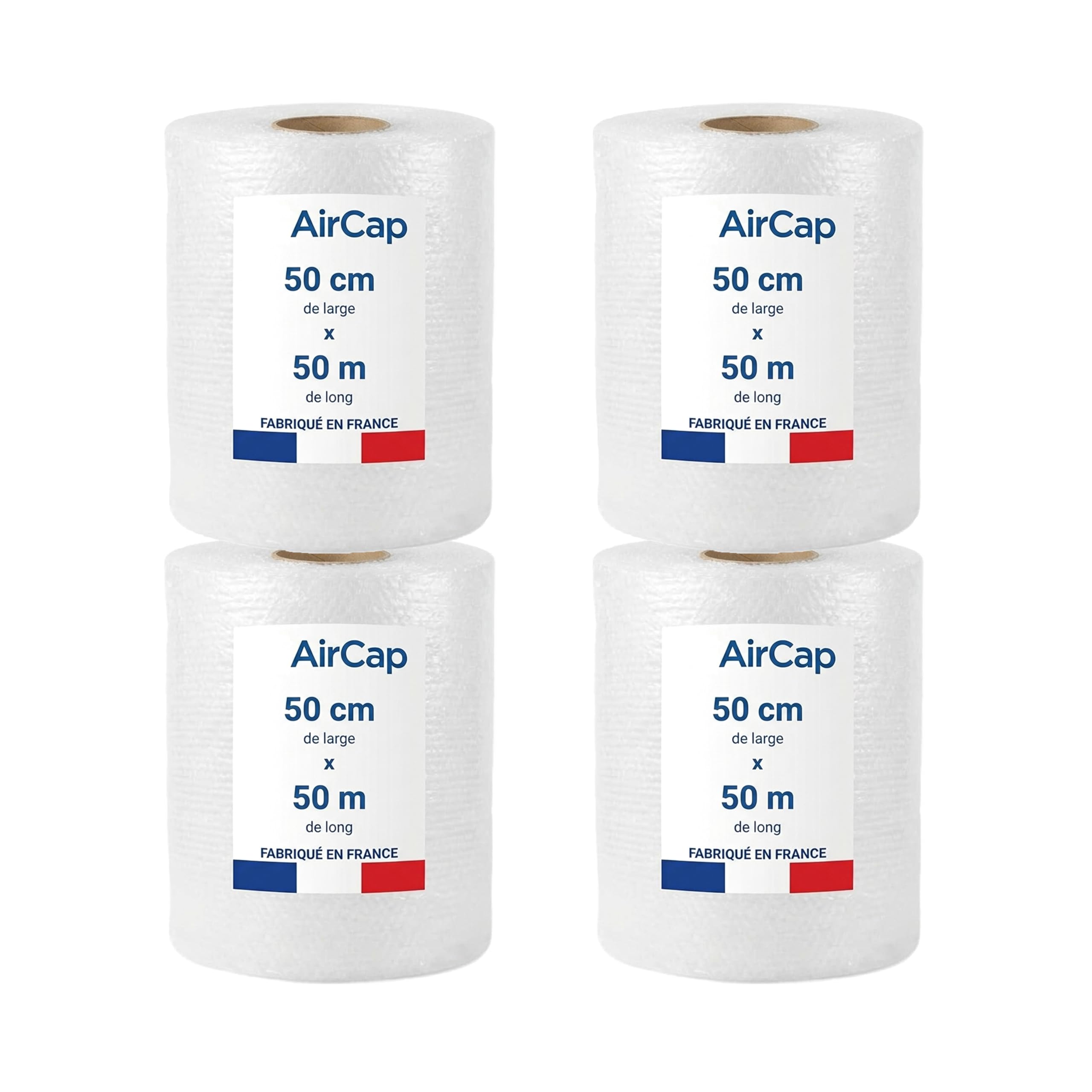Jeco - Lot de 4 rouleaux film papier bulle Aircap 50cm x 50m tri-couche avec film barrière gain de place recyclable