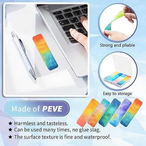 Miniatura 4 de TOEMUR 48 calcomanías sensoriales para aliviar la ansiedad con caja de almacenamiento, 2 adhesivos de superficie texturizada, tiras para la ansiedad