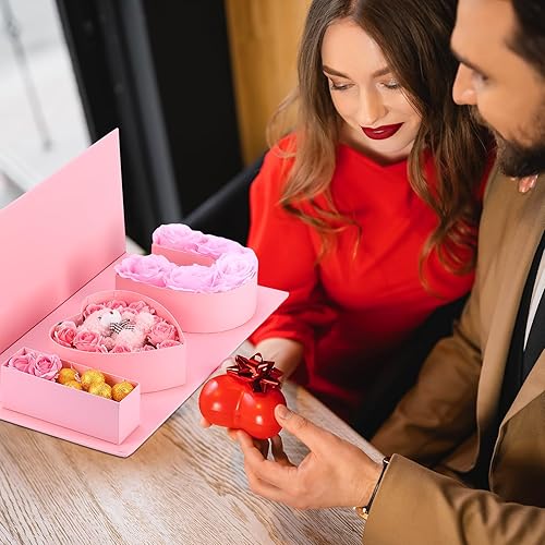 Miniatura 5 de Engrowtic Paquete de 2 cajas rellenables con forma de letra "I Love You" para flores, cartón vacío, carta, caja de regalo de papel rellenable, con