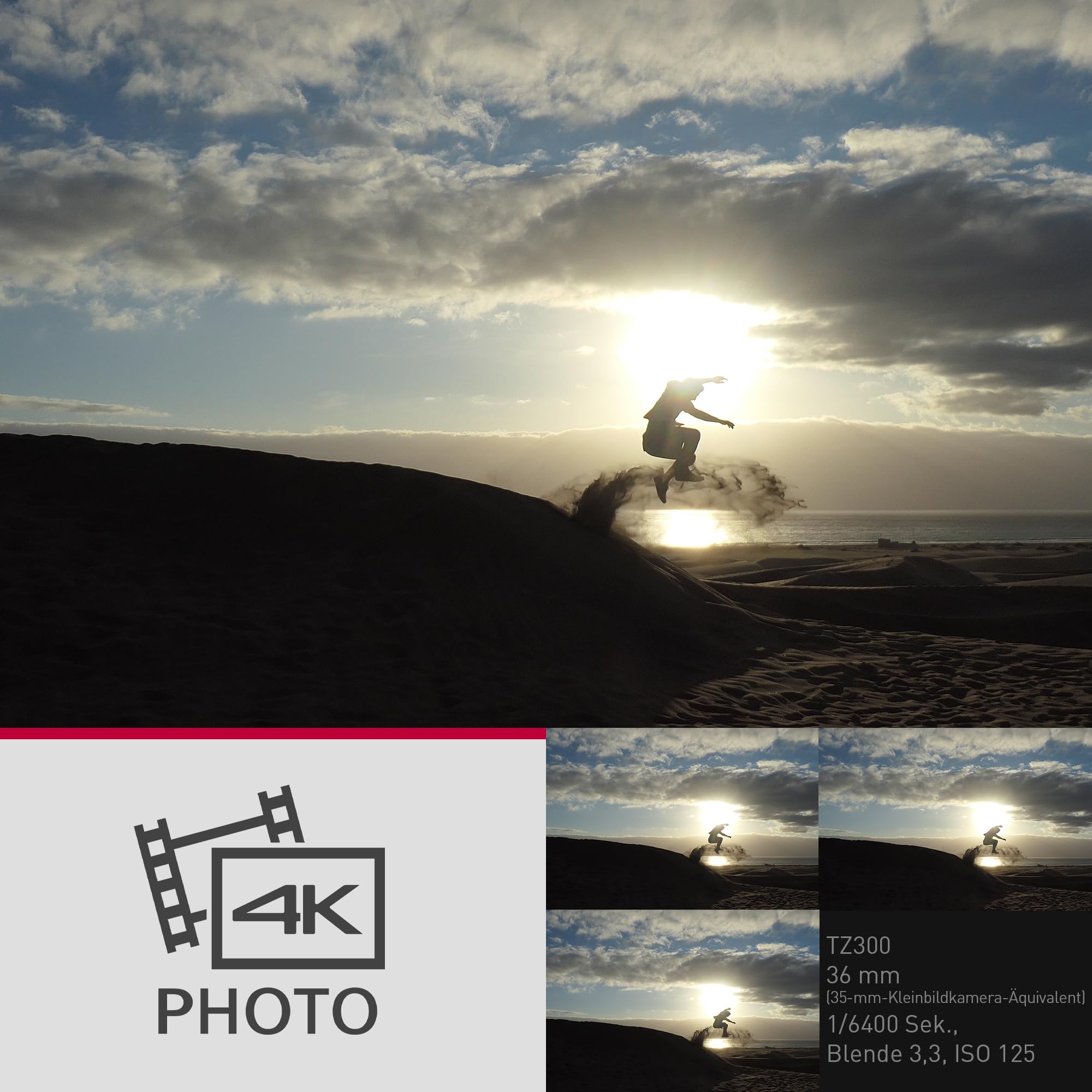 Panasonic LUMIX DC-TZ300E 20,1MP Reisezoom-Kamera, 15x Leica Optisches Zoomobjektiv, 1,0-Typ BSI-Sensor, 4K Video und Foto, 5-Achsen-Stabilisierung, Silber