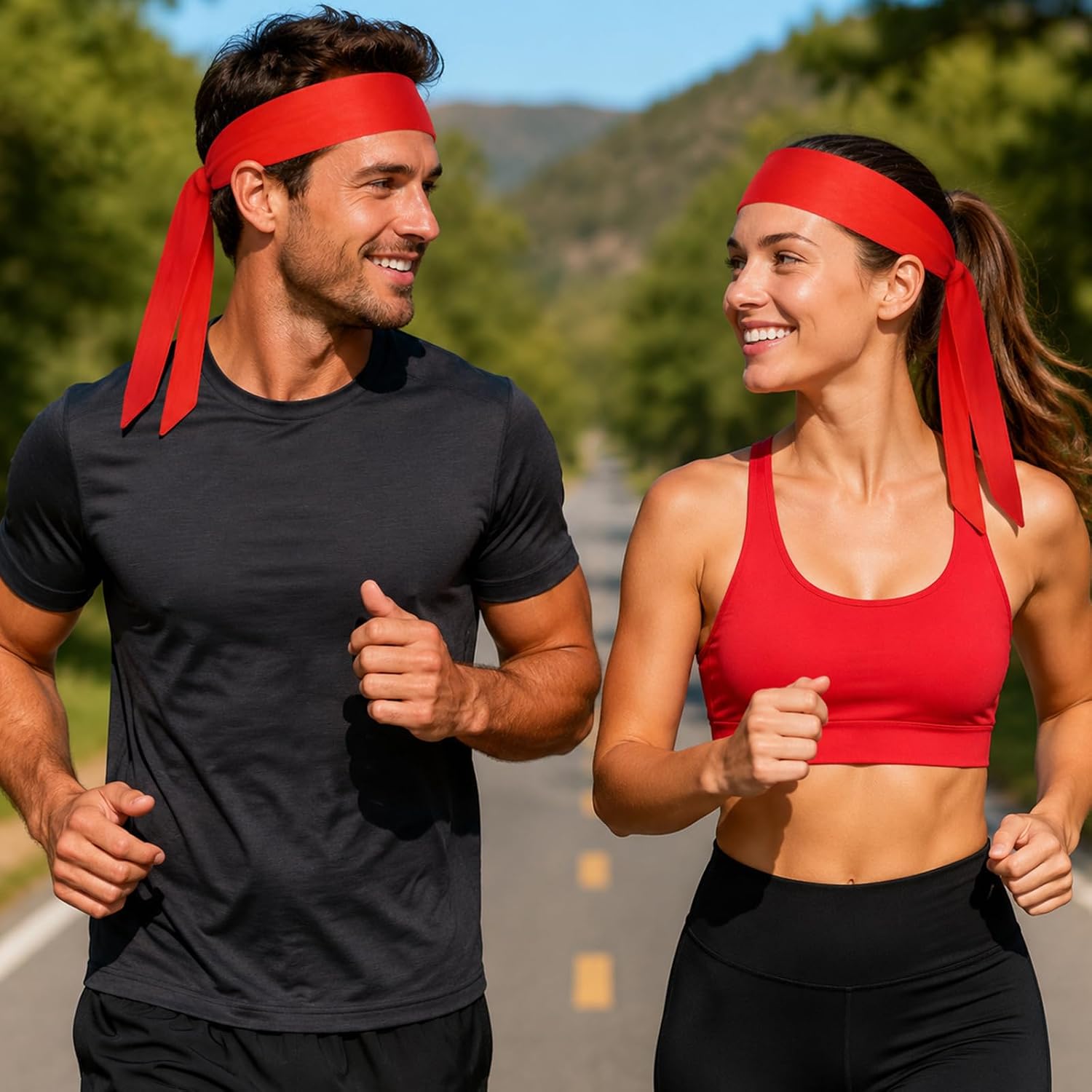 Sucrain Head Ties Headband Sports Sweatband Adjustable Ninja Karate Head Band Sweat Wicking Workout Headband for Men Women Basketball, Running, Tennis, Athletics