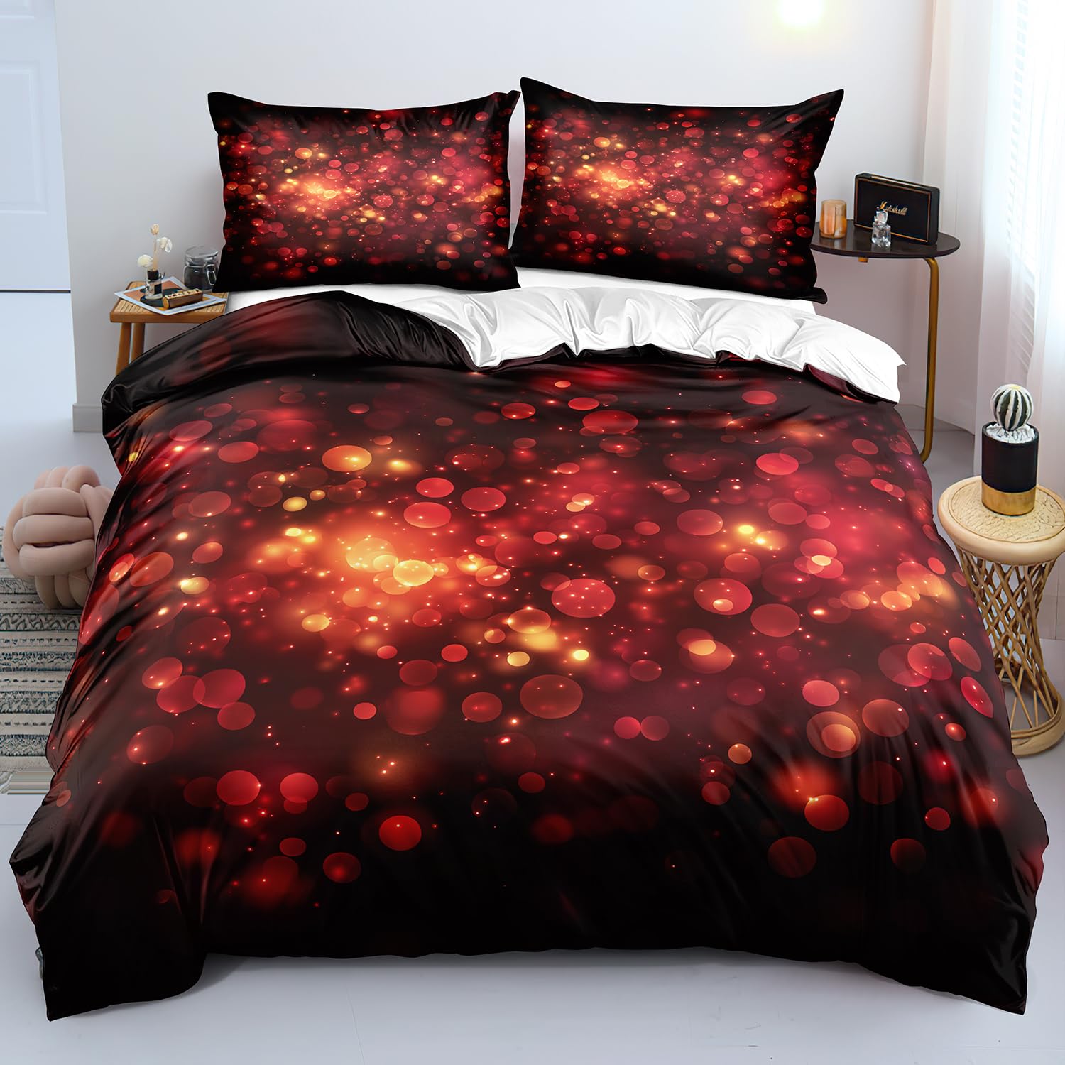 Housse de couette de Noël 200x200 en microfibre premium douce et respirante à pois éclatants