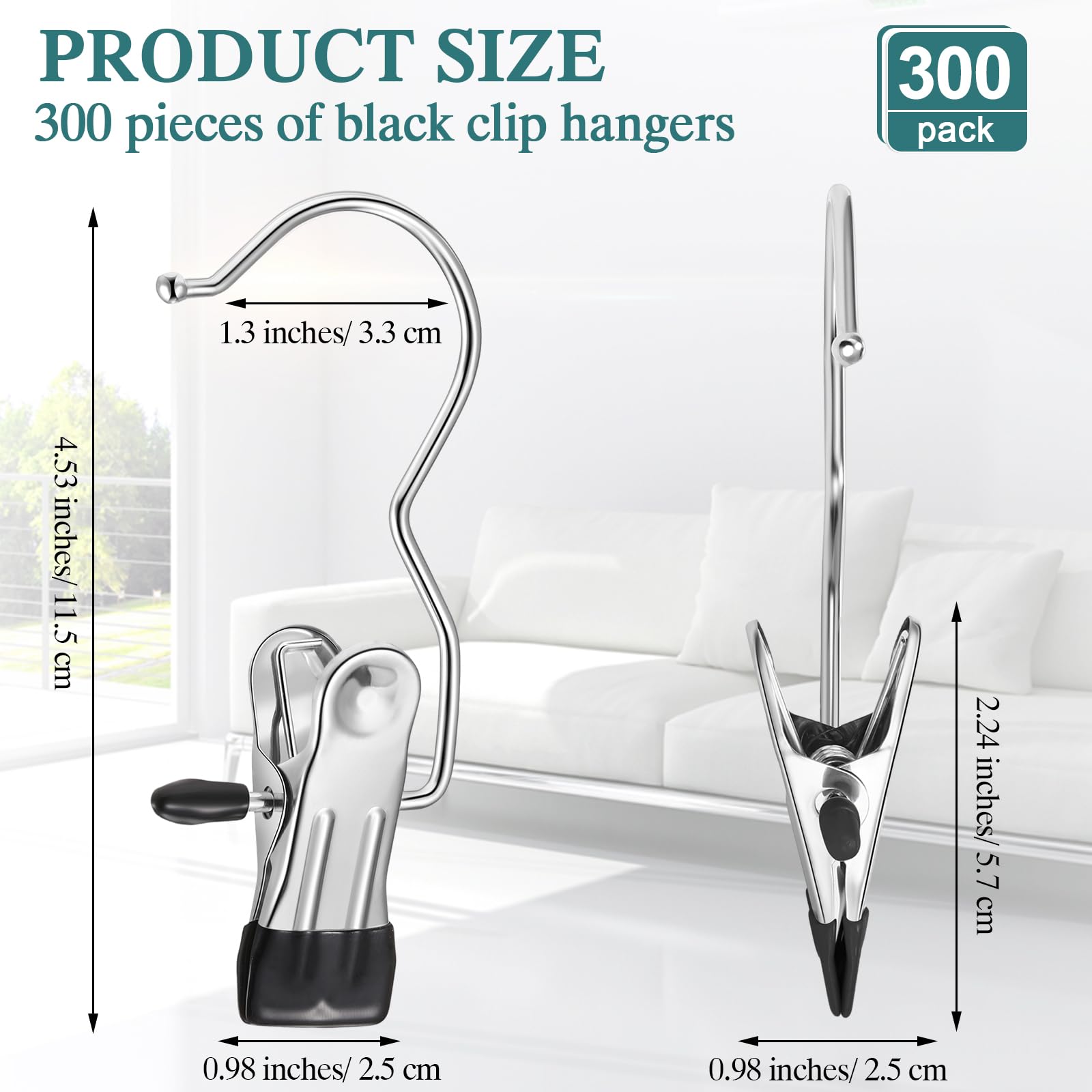 Yinder Stiefelbügel, Clips, Wäscheklammern, zum Aufhängen, Edelstahl, tragbare Clip-Kleiderbügel für Schrank, Reisen, Socken, Hosen, Handtaschen, Hüte, Handtücher (mehrfarbig, 300 Stück)