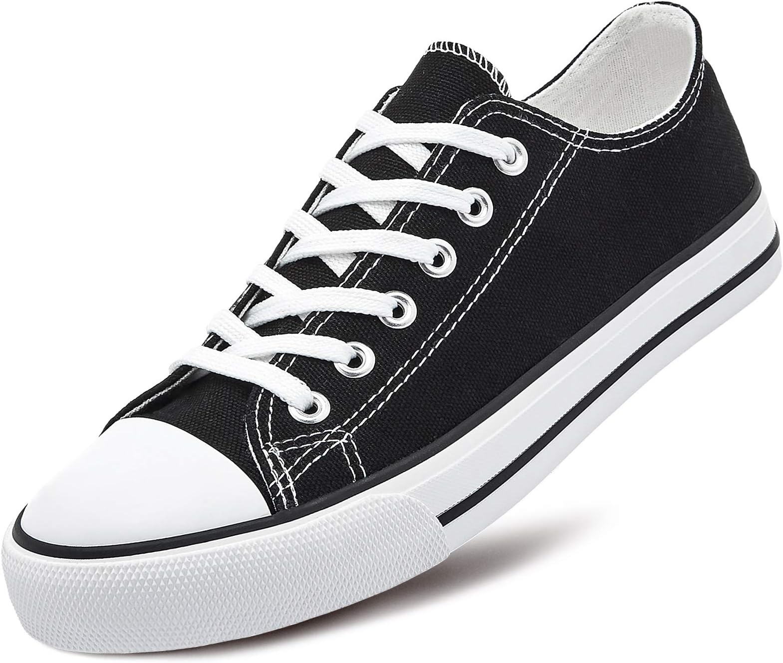 AdokooWomens Canvas Shoes Casual Cute Sneakers Low Cut Lace up Fashion Comfortable for Walking