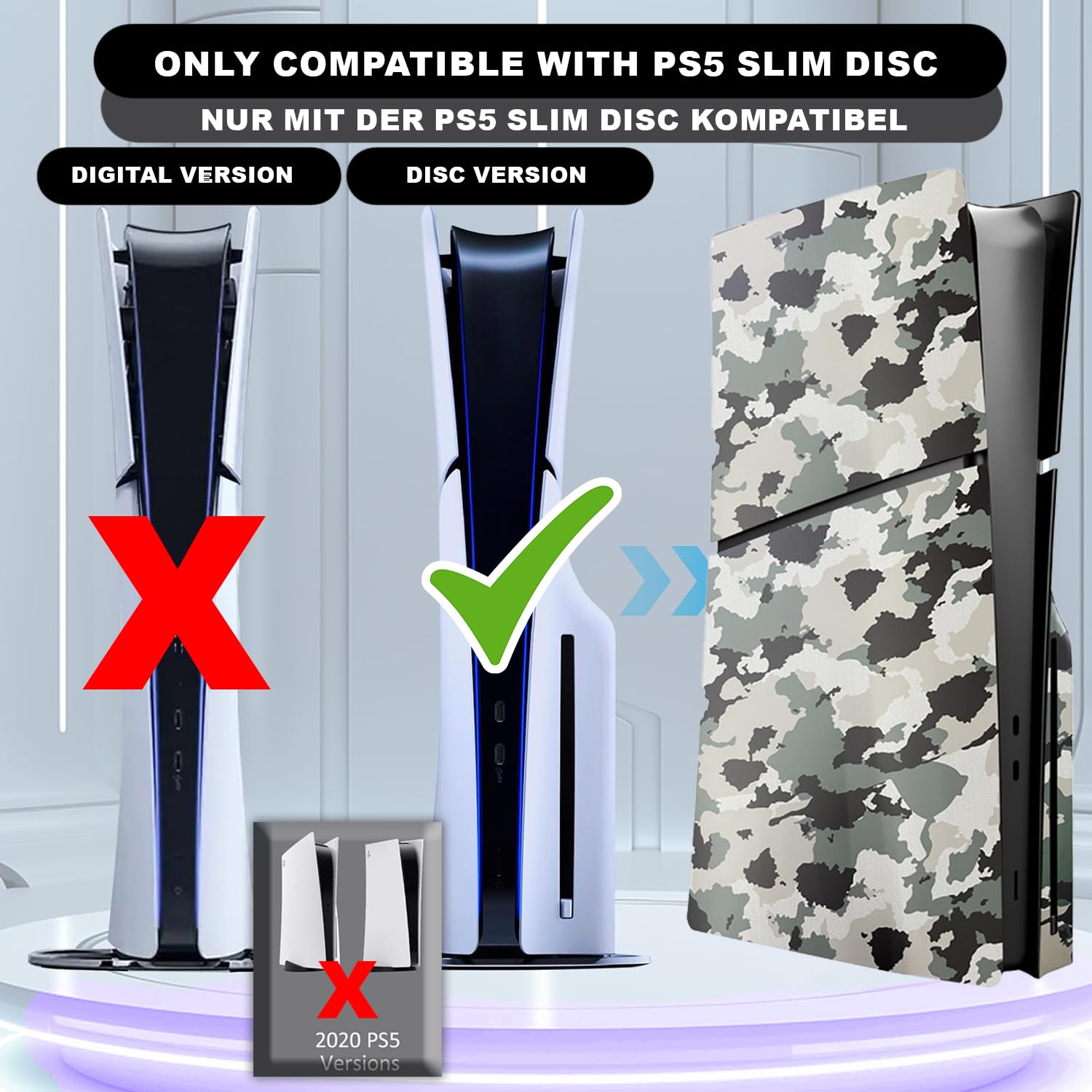 MatoSan PS5 Slim Faceplate Disc Edition - Stoßfeste Abdeckung für PlayStation 5 Slim - Hochwertige, austauschbare Seitenplatten - PS5 Slim Zubehör (Disc Edition)