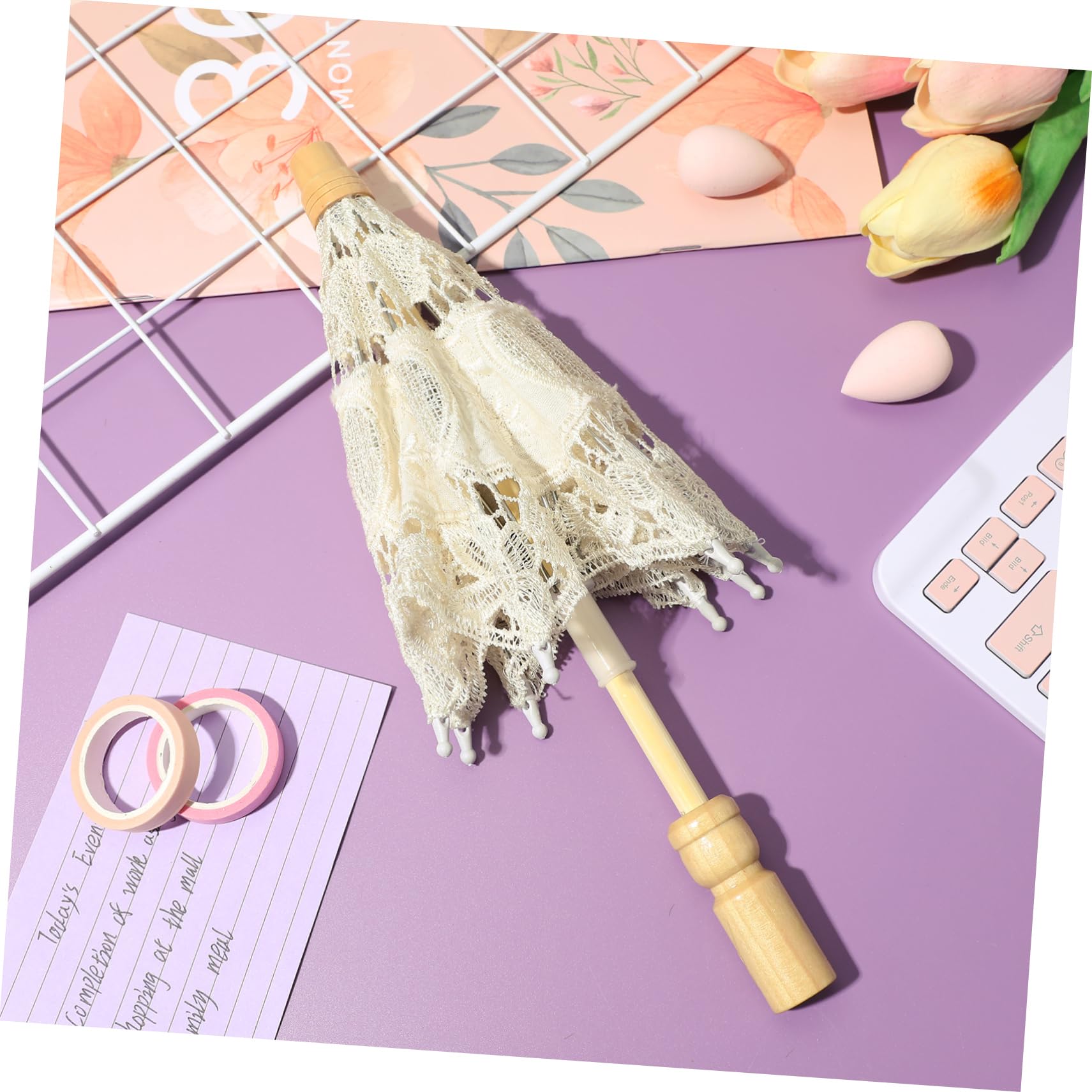 LIFKOME 10pièces Parasol Dentelle De Mariée Décoratifs pour Photographie Et Célébrations Accessoire Élégant avec De Rayon