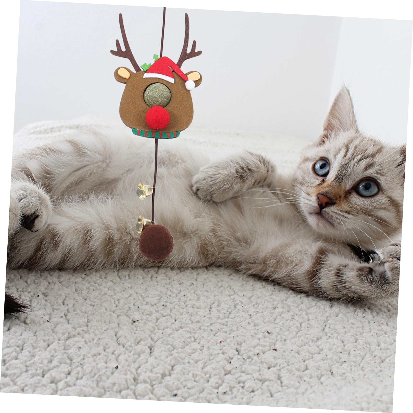 Jouet Chat Suspendu Noël Élan avec Grelot Élastique Jouet Collant Interactif Intérieur pour Chatons Et Chats