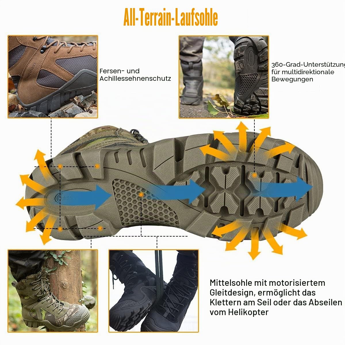 FREE SOLDIER Bequeme leichte Stiefel Herren Wanderstiefel Outdoor Boots Männer Wanderschuhe zum Trekking, Arbeiten, Training