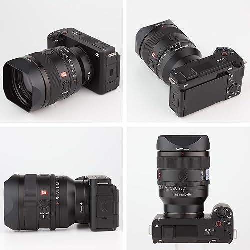 Miniatura 8 de Haoge Parasol de lente de bayoneta cuadrada de metal para Sony FE 1.378 in F1.4 GM, FE 1.969 in F1.4 GM, con tapa frontal de metal, reemplaza Sony