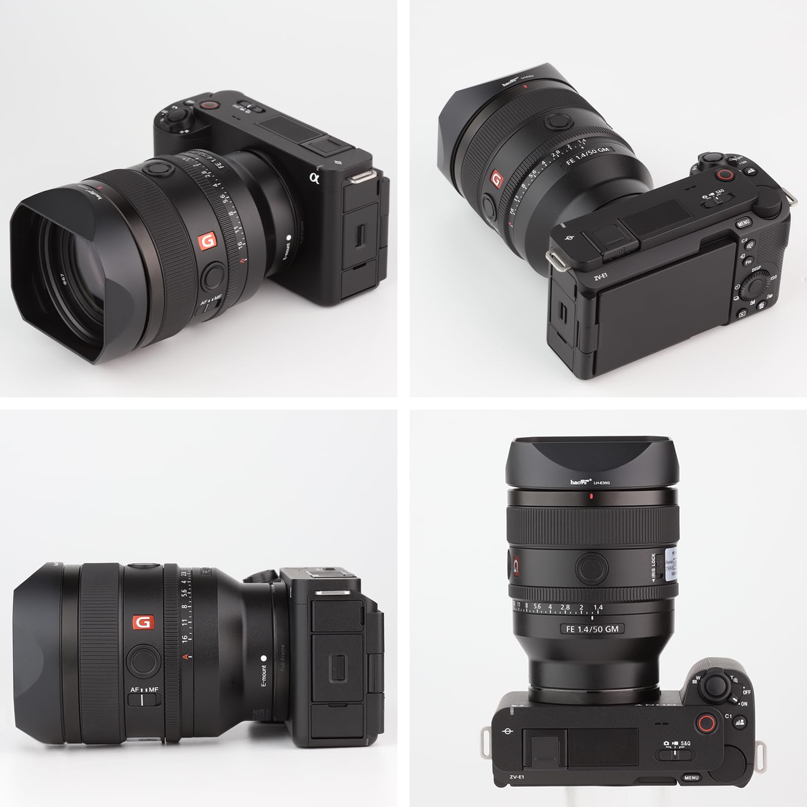 Haoge Gegenlichtblende Bajonett Metall eckig für Sony FE 35mm F1.4 GM, FE 50mm F1.4 GM(mit Metall-Frontkappe), ersetzt Sony FE35mm F1.4 GM Hood ALC-SH164