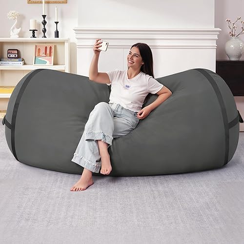 Miniatura 195 de HABUTWAY Puf gigante de 2 pies para adultos, con relleno de espuma viscoelástica, puf grande con funda de terciopelo holandés extraíble para sala de