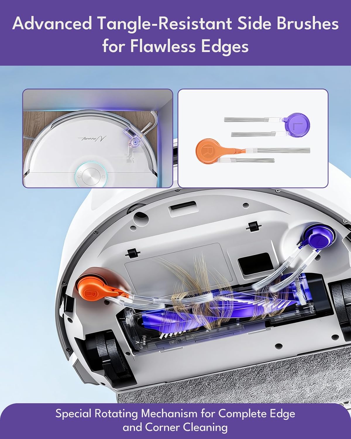 21 Pcs Replacement Parts for Narwal Flow Robot Vacuum Cleaner: 1 Main Brush, 4 Side Brushes, 4 HEPA Filters, 6 Dust Bags, 2 Track Mop Pads, 1 Cleaning Brush