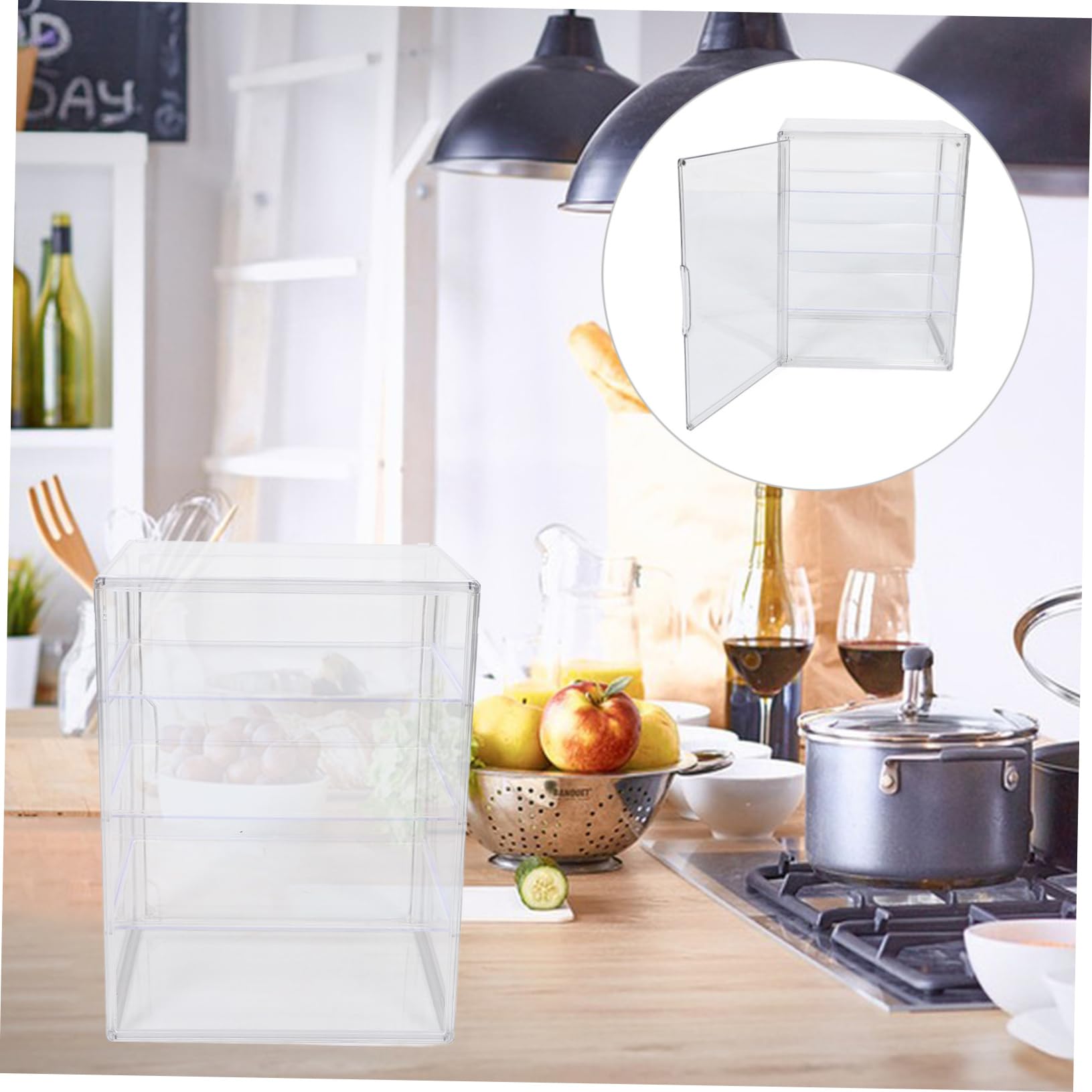 Cabilock Vitrina Acrílica Transparente y Puerta Magnética Fácil de Limpiar con 4 Niveles Ajustables y Almacenamiento de Pan para Pan Adecuado para Encimeras de Cocina