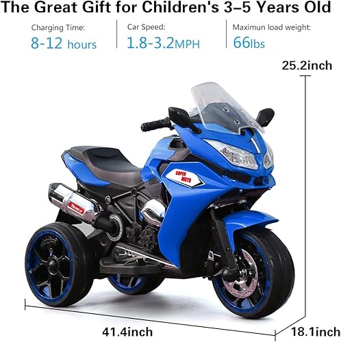 Miniatura 3 de ATV de 12 V para niños, motocicleta eléctrica con luces LED, música, velocidad alta y baja, arranque suave, juguetes de motocicleta, triciclo