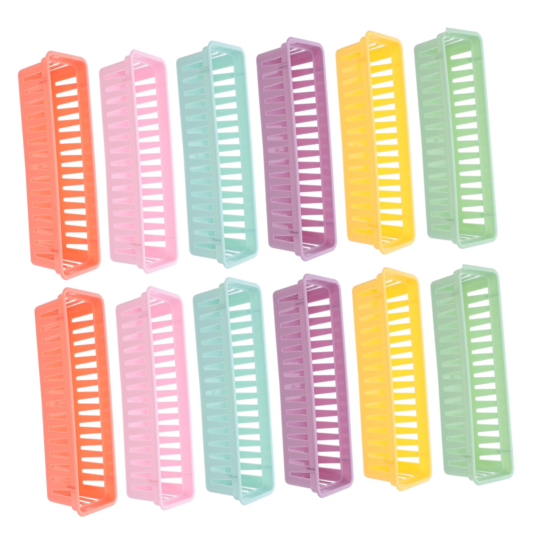 Operitacx 12pezzi Cestini Portaoggetti in Plastica Colorati Vassoi Portapenne e Contenitori per Cancelleria da Scrivania per Aule e Uffici Organizzatori Portamatite per Studio e Classe
