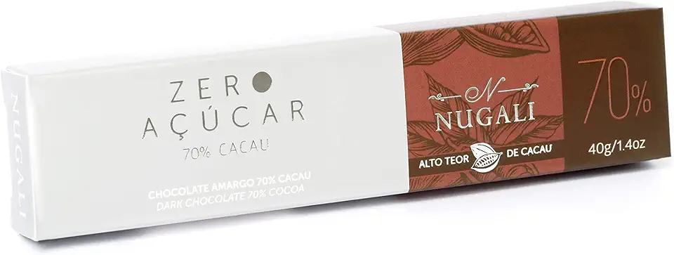 Tablete Chocolate Amargo 70 % - Zero Açúcar - Nugali - 40g