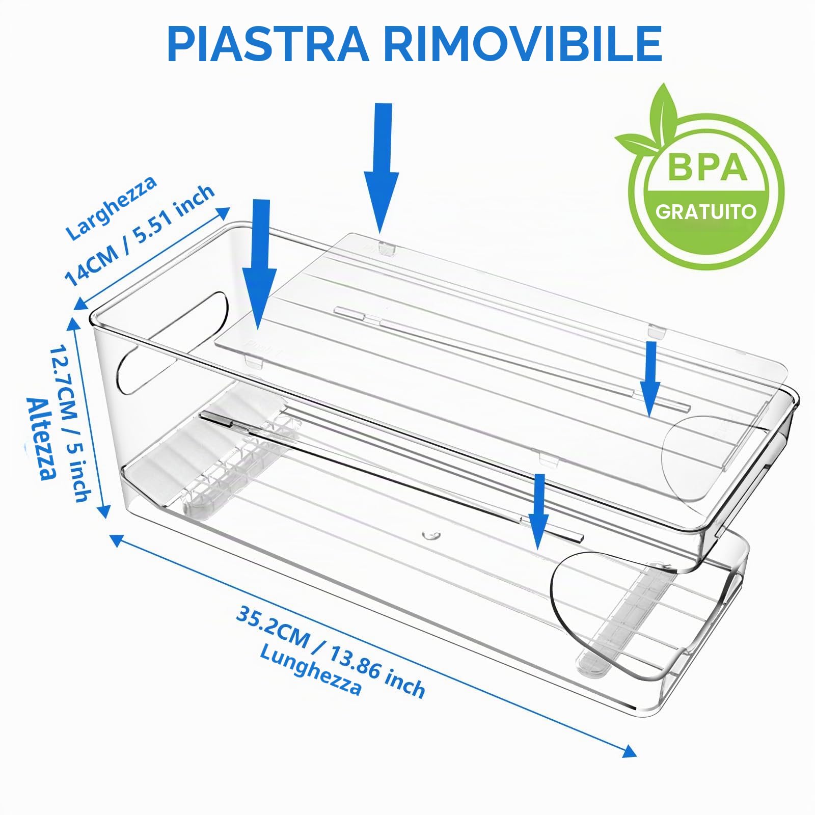 Rotolamento Dispenser Lattine Frigorifero Organizer Birra Lattina Organizzatore per Frigo Cucina Dispensa Controsoffitto 10 Bottiglie 330ML 355ML Birra Soda Bevande Lattine di Stoccaggio