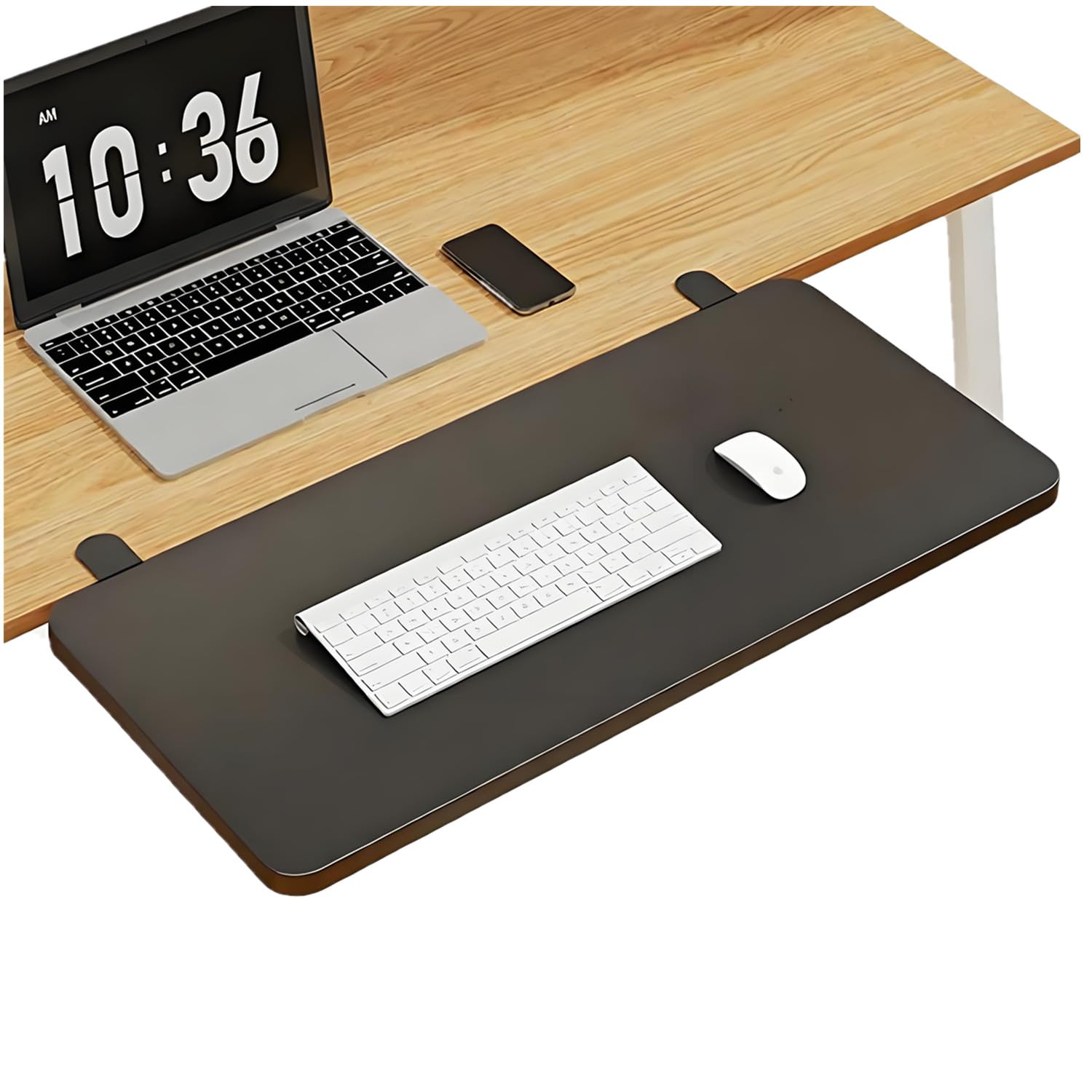 Étagère d'extension de bureau, 50 x 20 cm, ergonomique, montage sans perçage, fixation par pince sur le plateau de clavier, pour la maison et le bureau (noir)