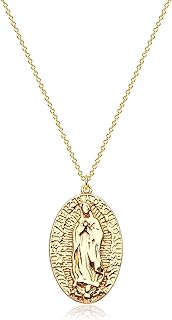 VACRONA Coin Necklace 18k Gold Plated Vintage Textured Medallion Coin Pendant Round Circle Disk Dainty Necklace for Women